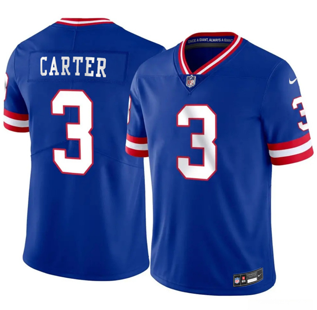 New York Giants #3 Abdul Carter Blue 2026 Classic Vapor Untouchable Limited Stitched Jersey New York Giants #3 Abdul Carter Blue 2026 Classic Vapor Untouchable Limited Stitched Jersey