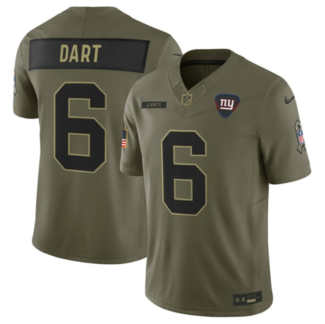 Men's New York Giants #6 Jaxson Dart Olive 2025 F.U.S.E. Salute to Service Limited Stitched Football Jersey Men's New York Giants #6 Jaxson Dart Olive 2025 F.U.S.E. Salute to Service Limited Stitched Football Jersey