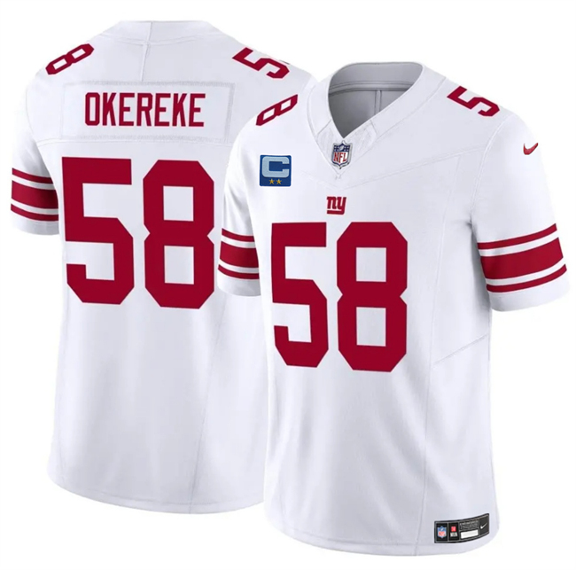 Men's New York Giants #58 Bobby Okereke White 2025 F.U.S.E. With 2-Star C Patch Vapor Untouchable Limited Stitched Jersey Men's New York Giants #58 Bobby Okereke White 2025 F.U.S.E. With 2-Star C Patch Vapor Untouchable Limited Stitched Jersey