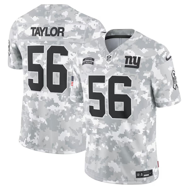 Men's New York Giants #56 Lawrence Taylor 2024 Arctic Camo Salute To Service Limited Stitched Football Jersey Men's New York Giants #56 Lawrence Taylor 2024 Arctic Camo Salute To Service Limited Stitched Football Jersey