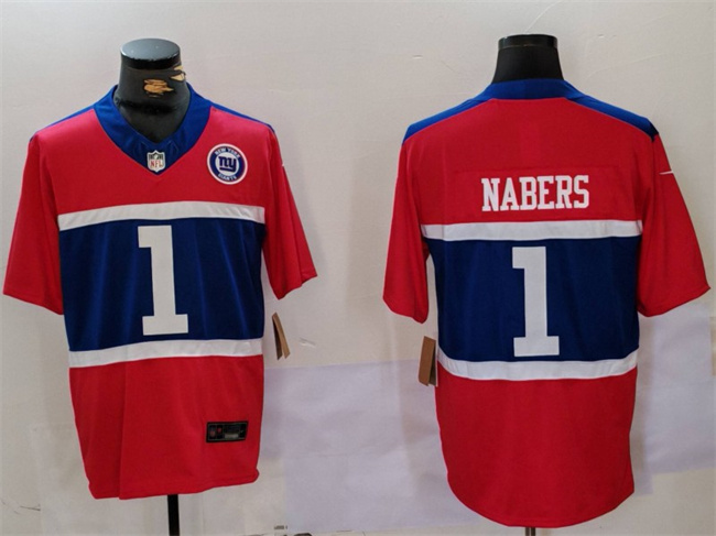 Men's New York Giants #1 Malik Nabers Red 2024 F.U.S.E. With Patch Vapor Untouchable Limited Stitched Jersey Men's New York Giants #1 Malik Nabers Red 2024 F.U.S.E. With Patch Vapor Untouchable Limited Stitched Jersey