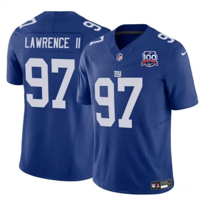 Men's New York Giants #97 Dexter Lawrence II Blue 2024 F.U.S.E. 100TH Season Patch Vapor Untouchable Limited Stitched Jersey Men's New York Giants #97 Dexter Lawrence II Blue 2024 F.U.S.E. 100TH Season Patch Vapor Untouchable Limited Stitched Jersey