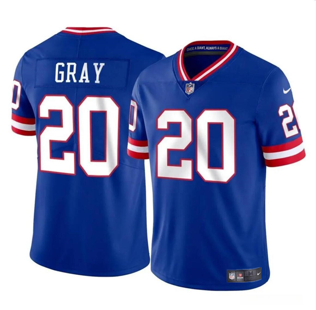 Men's New York Giants #20 Eric Gray Royal Throwback Vapor Untouchable Limited Stitched Jersey Men's New York Giants #20 Eric Gray Royal Throwback Vapor Untouchable Limited Stitched Jersey