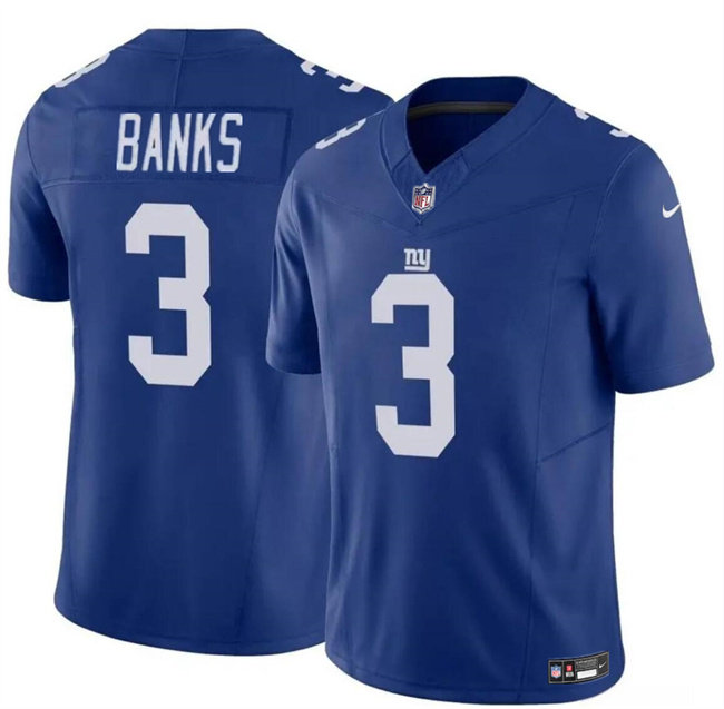 Men's New York Giants #3 Deonte Banks Blue 2023 F.U.S.E. Vapor Untouchable Limited Stitched Jersey Men's New York Giants #3 Deonte Banks Blue 2023 F.U.S.E. Vapor Untouchable Limited Stitched Jersey