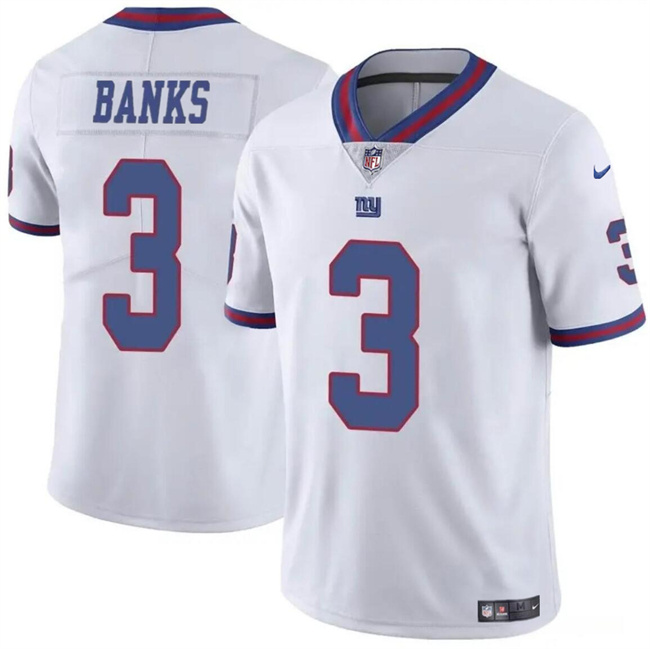 Men's New York Giants #3 Deonte Banks White Limited Stitched Jersey Men's New York Giants #3 Deonte Banks White Limited Stitched Jersey