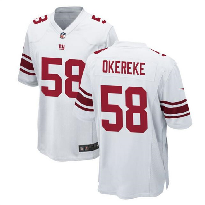 Men's New York Giants #58 Bobby Okereke White Stitched Game Jersey Men's New York Giants #58 Bobby Okereke White Stitched Game Jersey