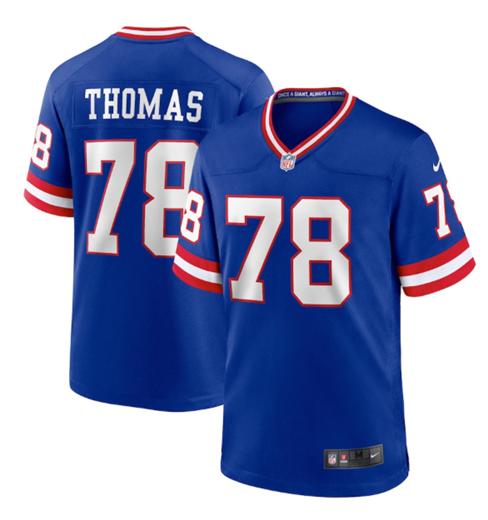 Men's New York Giants #78 Andrew Thomas Royal Classic Retired Player Stitched Game Jersey Men's New York Giants #78 Andrew Thomas Royal Classic Retired Player Stitched Game Jersey