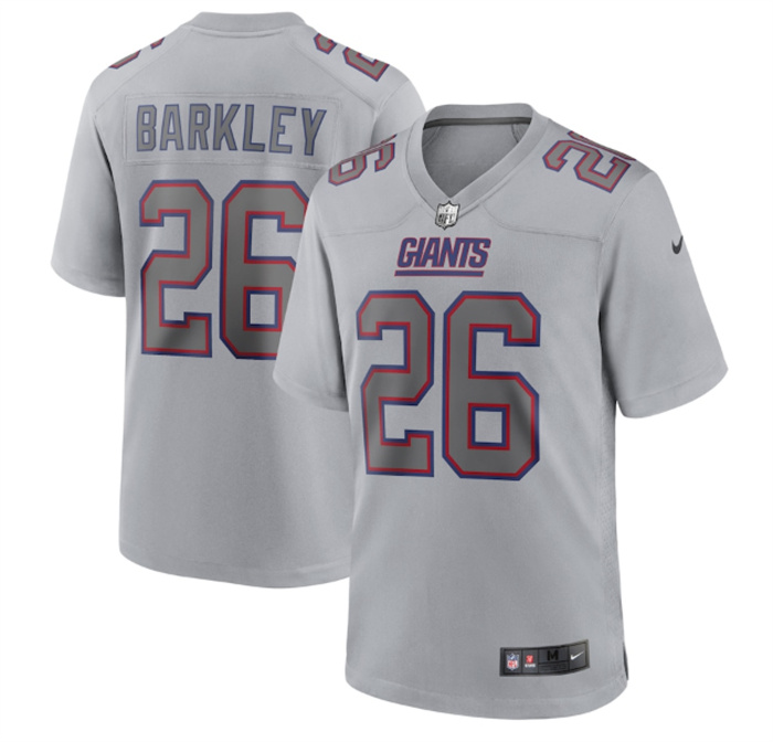 Men's New York Giants #26 Saquon Barkley Grey Atmosphere Fashion Stitched Game Jersey Men's New York Giants #26 Saquon Barkley Grey Atmosphere Fashion Stitched Game Jersey