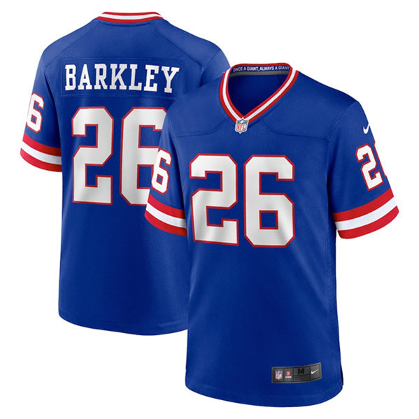 Men's New York Giants #26 Saquon Barkley Royal Classic Retired Player Stitched Game Jersey Men's New York Giants #26 Saquon Barkley Royal Classic Retired Player Stitched Game Jersey