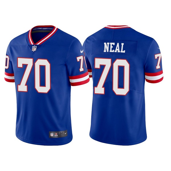 Men's New York Giants #70 Evan Neal Royal Classic Retired Player Stitched Game Jersey Men's New York Giants #70 Evan Neal Royal Classic Retired Player Stitched Game Jersey