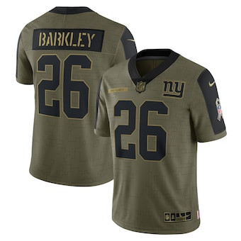 Men's New York Giants #26 Saquon Barkley Nike Olive 2021 Salute To Service Limited Player Jersey Men's New York Giants #26 Saquon Barkley Nike Olive 2021 Salute To Service Limited Player Jersey