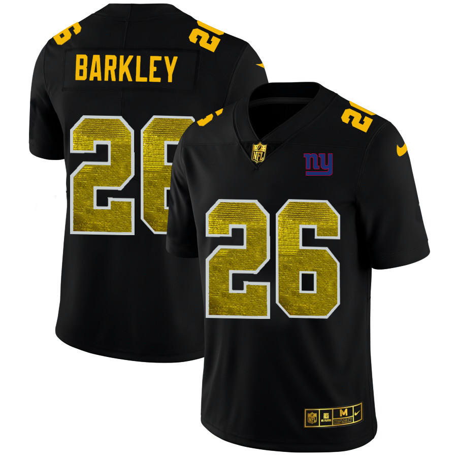 New York Giants #26 Saquon Barkley Men's Black Nike Golden Sequin Vapor Limited NFL Jersey New York Giants #26 Saquon Barkley Men's Black Nike Golden Sequin Vapor Limited NFL Jersey