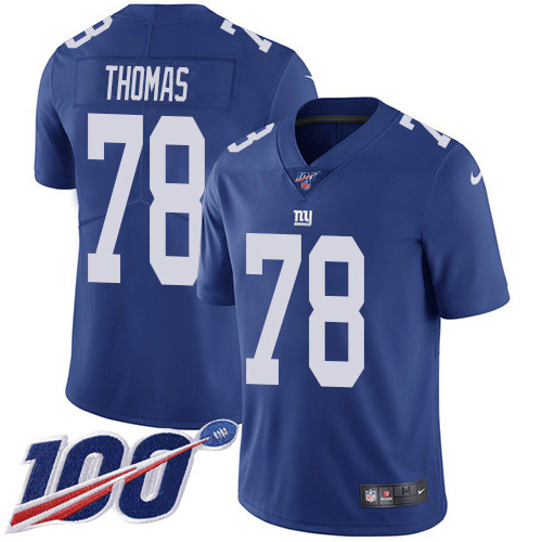 Nike Giants #78 Andrew Thomas Royal Blue Team Color Men's Stitched NFL 100th Season Vapor Untouchable Limited Jersey Nike Giants #78 Andrew Thomas Royal Blue Team Color Men's Stitched NFL 100th Season Vapor Untouchable Limited Jersey