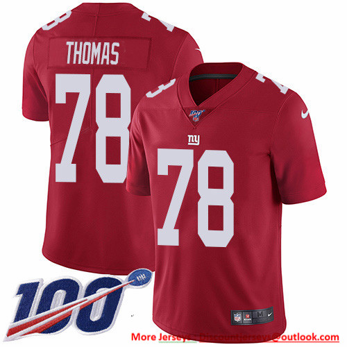 Nike Giants #78 Andrew Thomas Red Alternate Men's Stitched NFL 100th Season Vapor Untouchable Limited Jersey Nike Giants #78 Andrew Thomas Red Alternate Men's Stitched NFL 100th Season Vapor Untouchable Limited Jersey