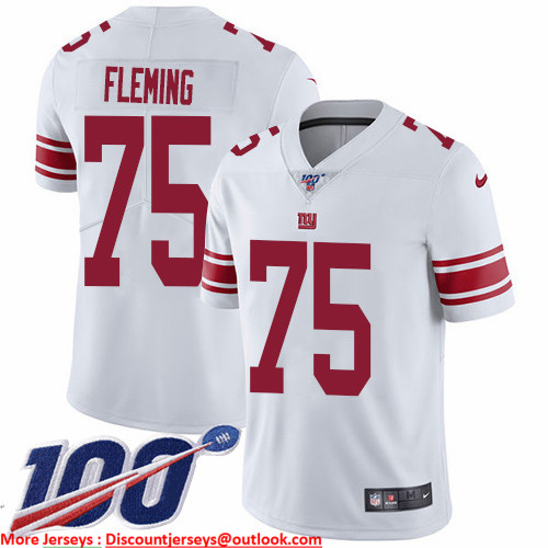 Nike Giants #75 Cameron Fleming White Men's Stitched NFL 100th Season Vapor Untouchable Limited Jersey
