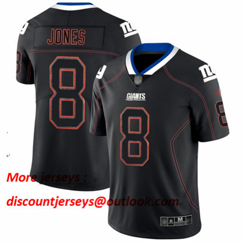 Giants #8 Daniel Jones Lights Out Black Men's Stitched Football Limited Rush Jersey