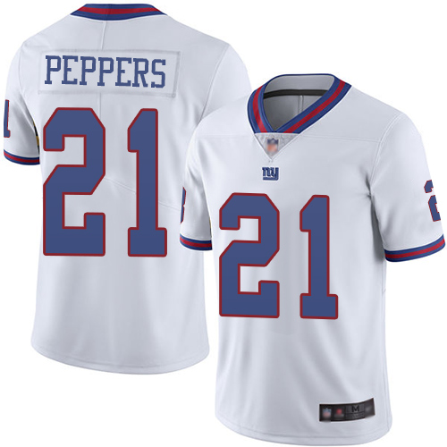 Giants #21 Jabrill Peppers White Men's Stitched Football Limited Rush Jersey Giants #21 Jabrill Peppers White Men's Stitched Football Limited Rush Jersey