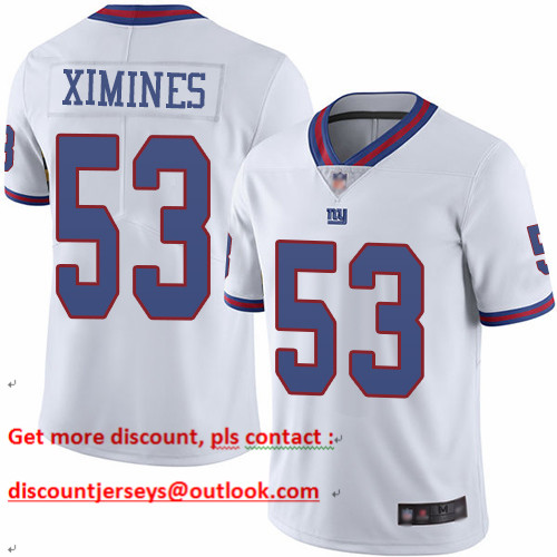 Giants #53 Oshane Ximines White Men's Stitched Football Limited Rush Jersey