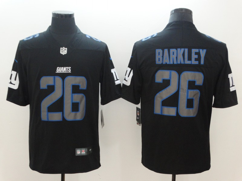 Nike Giants 26 Saquon Barkley Black Rush Impact Limited Jersey