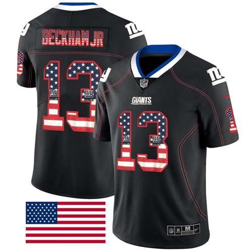 Nike Giants #13 Odell Beckham Jr Black Men's Stitched NFL Limited Rush USA Flag Jersey Nike Giants #13 Odell Beckham Jr Black Men's Stitched NFL Limited Rush USA Flag Jersey
