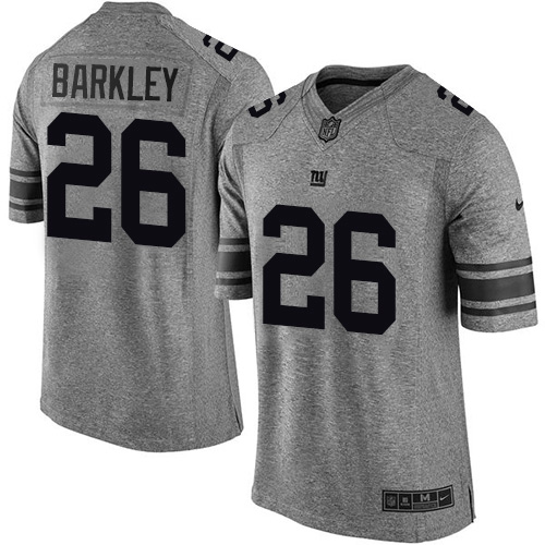 Nike Giants #26 Saquon Barkley Gray Men's Stitched NFL Limited Gridiron Gray Jersey Nike Giants #26 Saquon Barkley Gray Men's Stitched NFL Limited Gridiron Gray Jersey