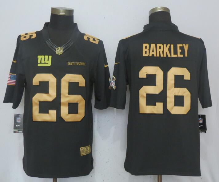 Nike Giants #26 Saquon Barkleyn Anthracite Gold Salute To Service Limited Jersey Nike Giants #26 Saquon Barkleyn Anthracite Gold Salute To Service Limited Jersey