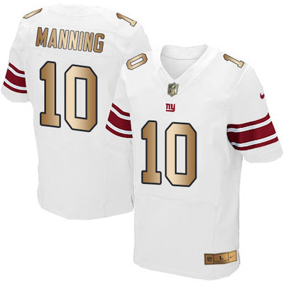 Nike Giants #10 Eli Manning White Men's Stitched NFL Elite Gold Jersey Nike Giants #10 Eli Manning White Men's Stitched NFL Elite Gold Jersey