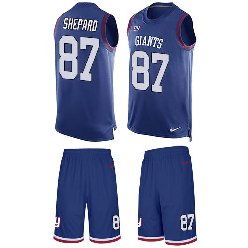 Nike Giants #87 Sterling Shepard Royal Blue Team Color Men's Stitched NFL Limited Tank Top Suit Jersey Nike Giants #87 Sterling Shepard Royal Blue Team Color Men's Stitched NFL Limited Tank Top Suit Jersey