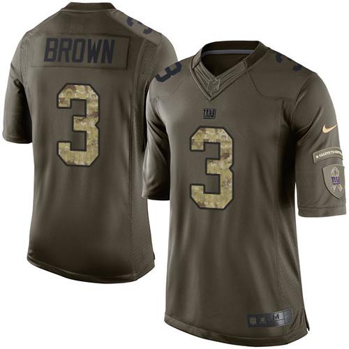 Nike Giants #3 Josh Brown Green Men's Stitched NFL Limited Salute to Service Jersey Nike Giants #3 Josh Brown Green Men's Stitched NFL Limited Salute to Service Jersey