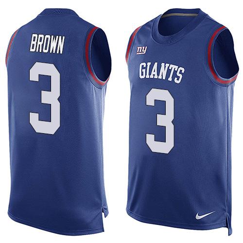 Nike Giants #3 Josh Brown Royal Blue Team Color Men's Stitched NFL Limited Tank Top Jersey Nike Giants #3 Josh Brown Royal Blue Team Color Men's Stitched NFL Limited Tank Top Jersey