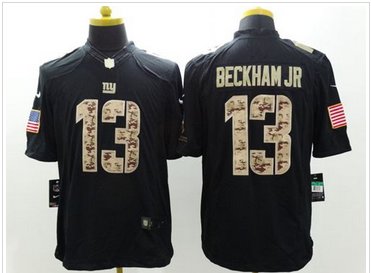 New New York Giants #13 Odell Beckham Jr Black Men's Stitched NFL Limited Salute to Service Jersey