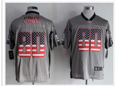 NEW New York Giants #80 Victor Cruz Grey NFL Elite USA Flag Fashion Jersey