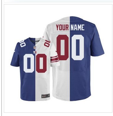 New New York Giants Customized Royal Blue White Men''s Stitched Elite Split Jersey New New York Giants Customized Royal Blue White Men''s Stitched Elite Split Jersey