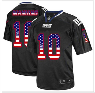 NEW New York Giants #10 Eli Manning Black NFL Elite USA Flag Fashion Jersey
