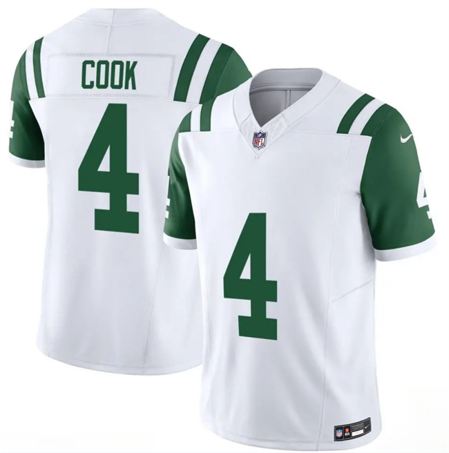 Men's New York Jets #4 Brady Cook White 2025 F.U.S.E. Classic Alternate Vapor Untouchable Limited Stitched Jersey Men's New York Jets #4 Brady Cook White 2025 F.U.S.E. Classic Alternate Vapor Untouchable Limited Stitched Jersey