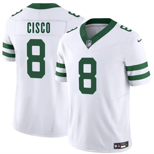 Men's New York Jets #8 Andre Cisco White 2025 F.U.S.E. Vapor Untouchable Limited Stitched Jersey Men's New York Jets #8 Andre Cisco White 2025 F.U.S.E. Vapor Untouchable Limited Stitched Jersey