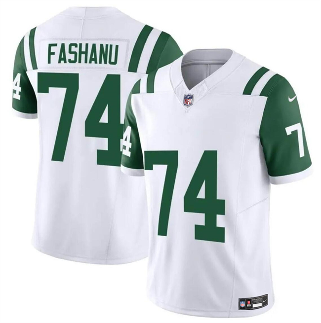 Men's New York Jets #74 Olu Fashanu White 2024 Classic Alternate Vapor F.U.S.E. Limited Stitched Football Jersey Men's New York Jets #74 Olu Fashanu White 2024 Classic Alternate Vapor F.U.S.E. Limited Stitched Football Jersey