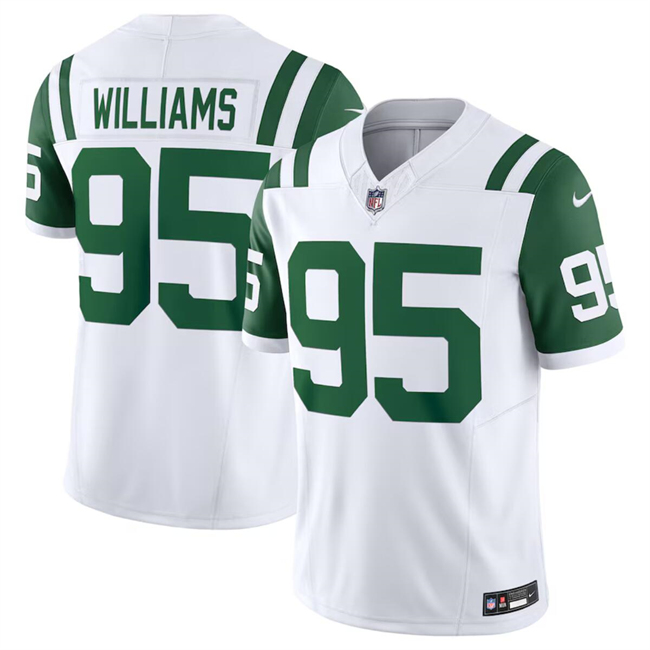 Men's New York Jets #95 Quinnen Williams White Classic Alternate Vapor F.U.S.E. Limited Stitched Football Jersey Men's New York Jets #95 Quinnen Williams White Classic Alternate Vapor F.U.S.E. Limited Stitched Football Jersey