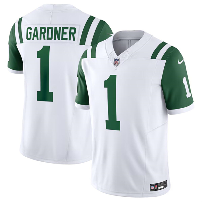 Men's New York Jets #1 Ahmad Sauce White Classic Alternate Vapor F.U.S.E. Limited Stitched Football Jersey Men's New York Jets #1 Ahmad Sauce White Classic Alternate Vapor F.U.S.E. Limited Stitched Football Jersey