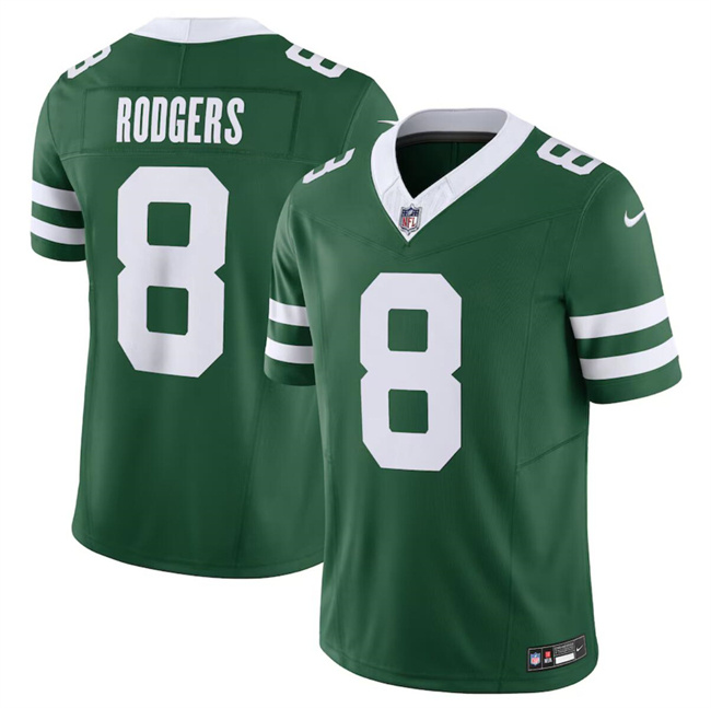 Men's New York Jets #8 Aaron Rodgers Green 2024 F.U.S.E. Vapor Limited Stitched Jersey Men's New York Jets #8 Aaron Rodgers Green 2024 F.U.S.E. Vapor Limited Stitched Jersey