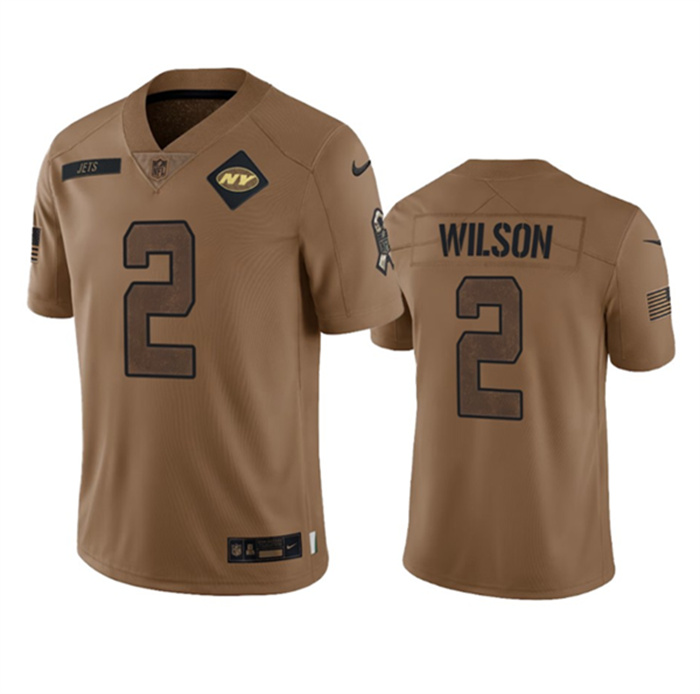 Men's New York Jets #2 Zach Wilson 2023 Brown Salute To Service Limited Stitched Football Jersey Men's New York Jets #2 Zach Wilson 2023 Brown Salute To Service Limited Stitched Football Jersey