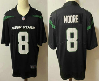 Men's New York Jets #8 Elijah Moore Black 2021 Vapor Untouchable Stitched NFL Nike Limited Jersey Men's New York Jets #8 Elijah Moore Black 2021 Vapor Untouchable Stitched NFL Nike Limited Jersey