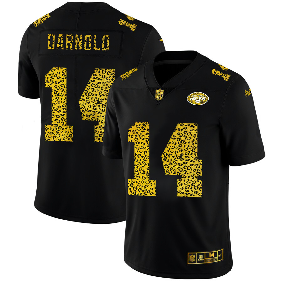 New York Jets #14 Sam Darnold Men's Nike Leopard Print Fashion Vapor Limited NFL Jersey Black New York Jets #14 Sam Darnold Men's Nike Leopard Print Fashion Vapor Limited NFL Jersey Black