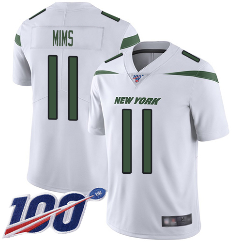 Nike Jets #11 Denzel Mim White Men's Stitched NFL 100th Season Vapor Untouchable Limited Jersey Nike Jets #11 Denzel Mim White Men's Stitched NFL 100th Season Vapor Untouchable Limited Jersey
