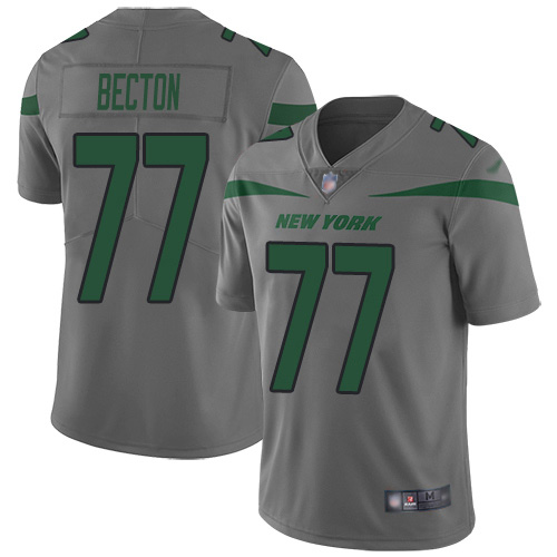 Nike Jets #77 Mekhi Becton Gray Men's Stitched NFL Limited Inverted Legend Jersey Nike Jets #77 Mekhi Becton Gray Men's Stitched NFL Limited Inverted Legend Jersey