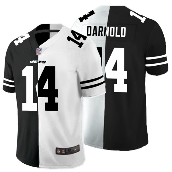 Nike Jets 14 Sam Darnold Black And White Split Vapor Untouchable Limited Jersey