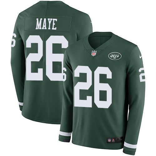 Nike Jets #26 Marcus Maye Green Team Color Men's Stitched NFL Limited Therma Long Sleeve Jersey Nike Jets #26 Marcus Maye Green Team Color Men's Stitched NFL Limited Therma Long Sleeve Jersey