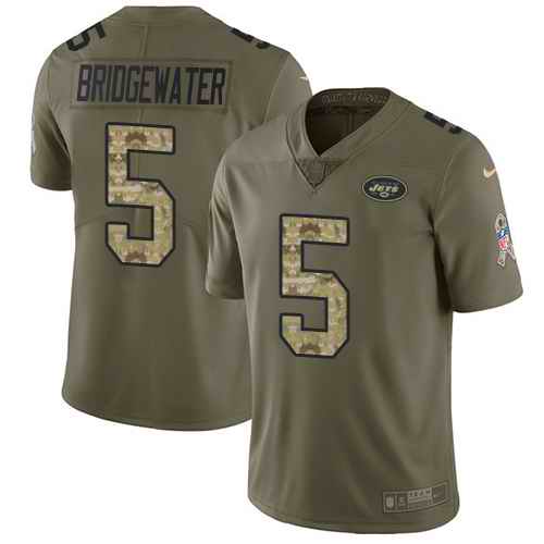 Nike Jets 5 Teddy Bridgewater Olive Camo Salute To Service Limited Jersey Nike Jets 5 Teddy Bridgewater Olive Camo Salute To Service Limited Jersey