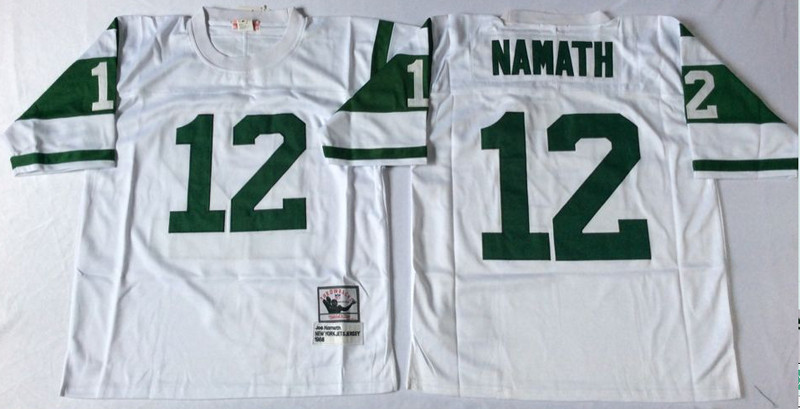 Mitchell And Ness jets #12 Joe Namath white Throwback Stitched NFL Jerseys