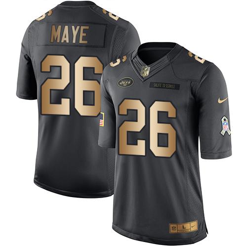 Nike Jets #26 Marcus Maye Black Men's Stitched NFL Limited Gold Salute To Service Jersey Nike Jets #26 Marcus Maye Black Men's Stitched NFL Limited Gold Salute To Service Jersey